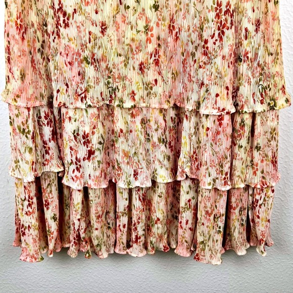 Coldwater Creek Vintage Pink Floral Maxi Skirt PXL Fairy Romantic Ruffle Cottage - Picture 2 of 12